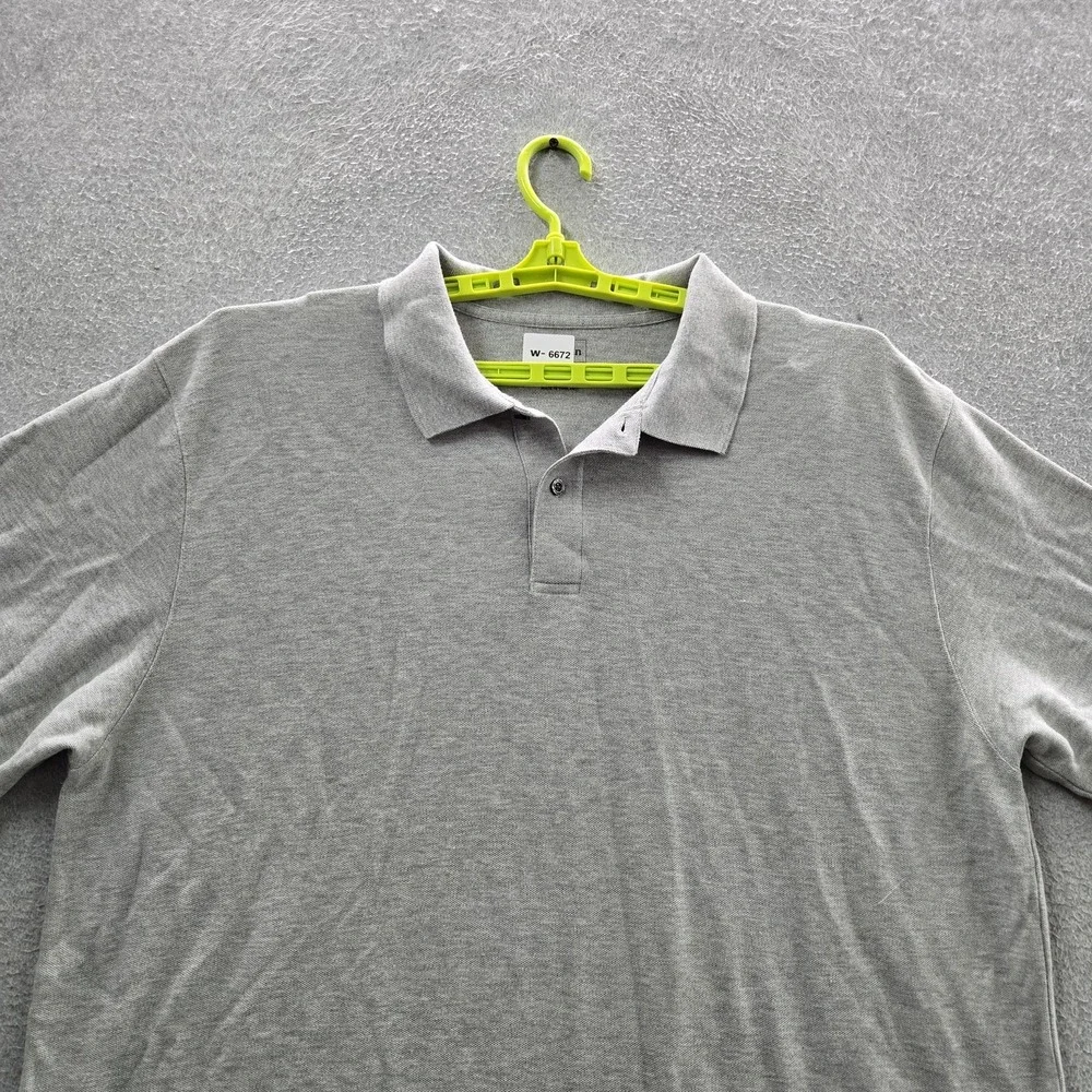 L.L. Bean Men Polo XXL TALL Gray Button Short Sleeve